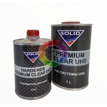 Лак Solid PREMIUM CLEAR UHS 2+1, 1л + Отвердитель PREMIUM CLEAR UHS HARDENER 0,5л